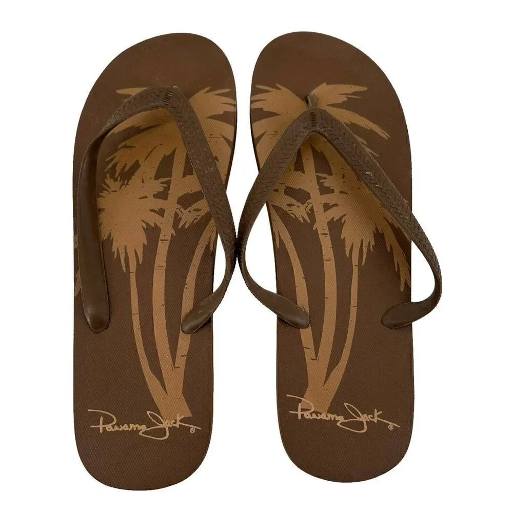 Panama Jack Flip Flops Mens Size 12 Brown Thong Slip On Tropical Beach Casual